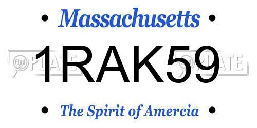1RAK59 Massachusetts License Plate