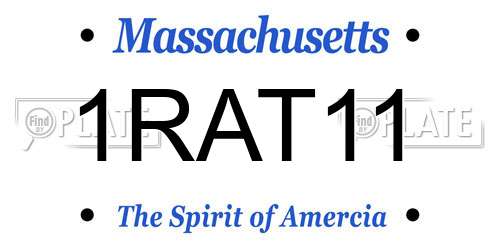 1RAT11 Massachusetts License Plate