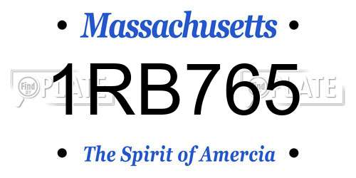 1RB765 Massachusetts License Plate