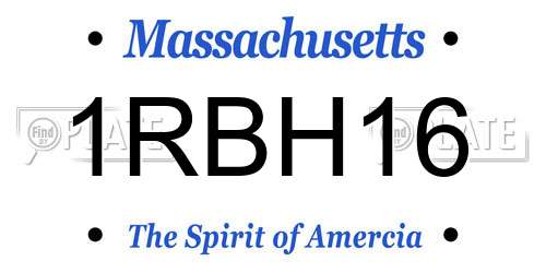 1RBH16 Massachusetts License Plate