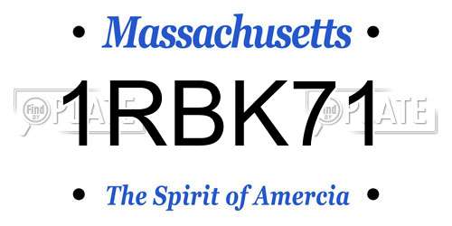 1RBK71 Massachusetts License Plate