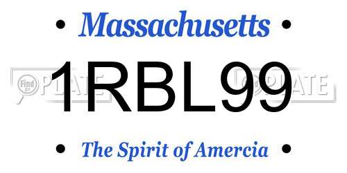 1RBL99 Massachusetts License Plate