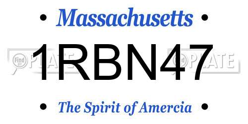 1RBN47 Massachusetts License Plate