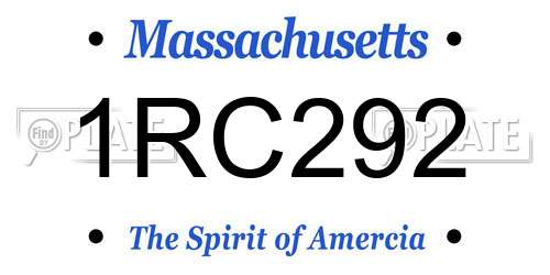 1RC292 Massachusetts License Plate