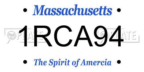 1RCA94 Massachusetts License Plate