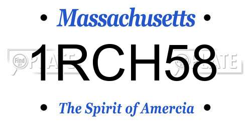 1RCH58 Massachusetts License Plate