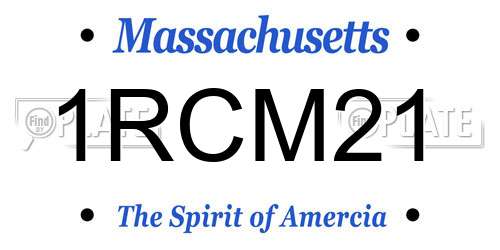 1RCM21 Massachusetts License Plate