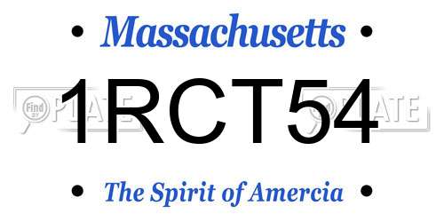 1RCT54 Massachusetts License Plate
