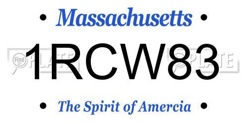 1RCW83 Massachusetts License Plate