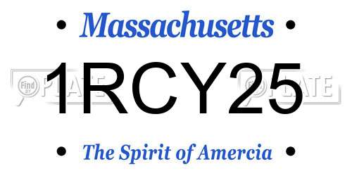 1RCY25 Massachusetts License Plate