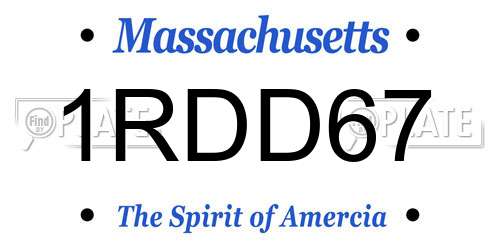 1RDD67 Massachusetts License Plate