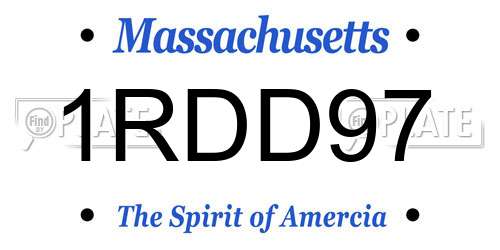 1RDD97 Massachusetts License Plate