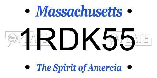 1RDK55 Massachusetts License Plate