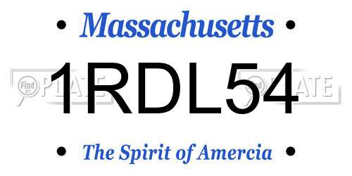 1RDL54 Massachusetts License Plate