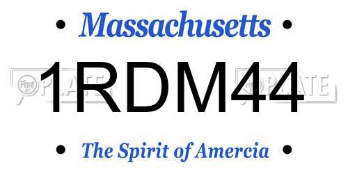 1RDM44 Massachusetts License Plate