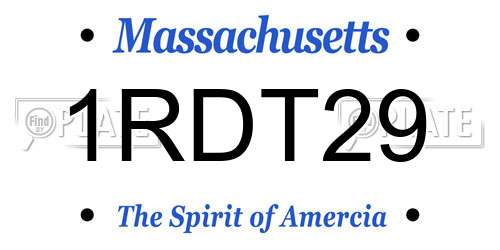 1RDT29 Massachusetts License Plate