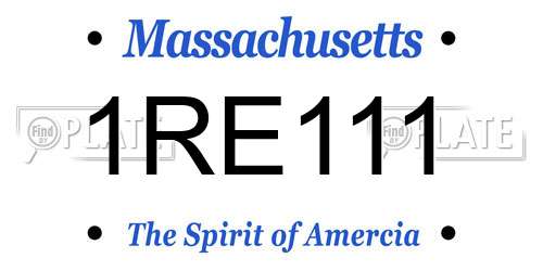 1RE111 Massachusetts License Plate