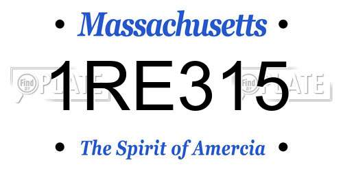 1RE315 Massachusetts License Plate