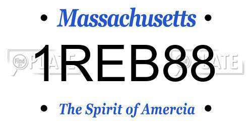 1REB88 Massachusetts License Plate