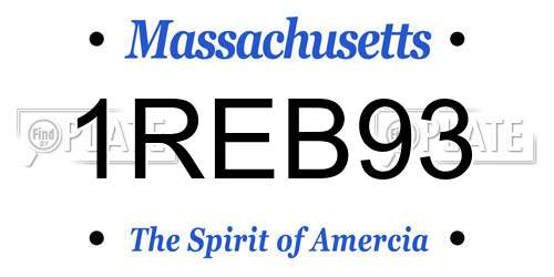 1REB93 Massachusetts License Plate