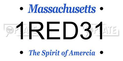 1RED31 Massachusetts License Plate