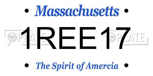 1REE17 Massachusetts License Plate