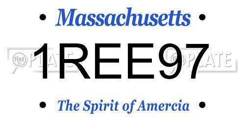 1REE97 Massachusetts License Plate