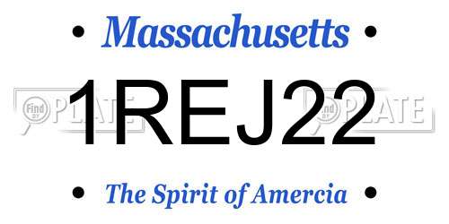 1REJ22 Massachusetts License Plate