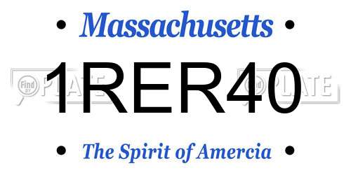 1RER40 Massachusetts License Plate