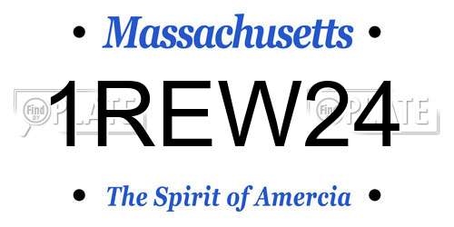 1REW24 Massachusetts License Plate