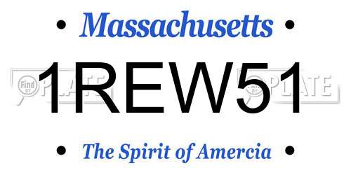 1REW51 Massachusetts License Plate