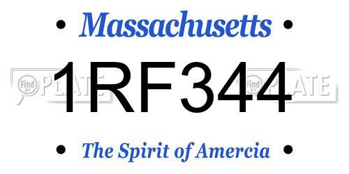 1RF344 Massachusetts License Plate