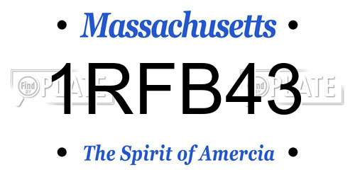 1RFB43 Massachusetts License Plate