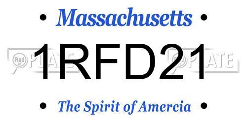 1RFD21 Massachusetts License Plate
