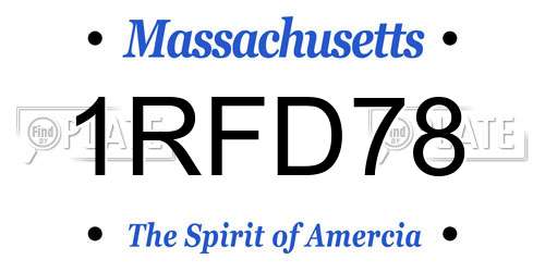 1RFD78 Massachusetts License Plate