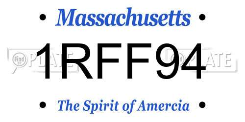 1RFF94 Massachusetts License Plate