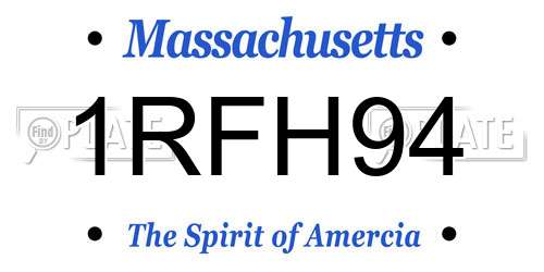 1RFH94 Massachusetts License Plate