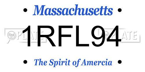 1RFL94 Massachusetts License Plate