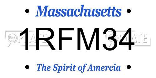 1RFM34 Massachusetts License Plate
