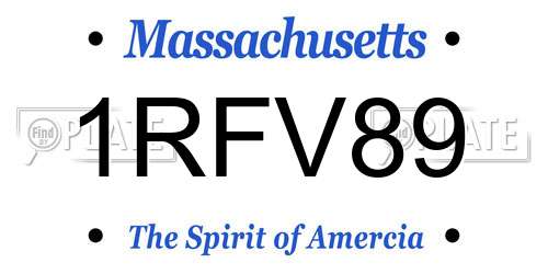 1RFV89 Massachusetts License Plate