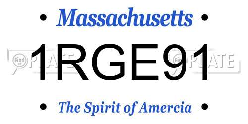 1RGE91 Massachusetts License Plate