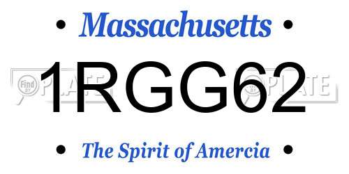 1RGG62 Massachusetts License Plate