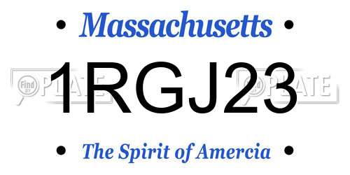 1RGJ23 Massachusetts License Plate