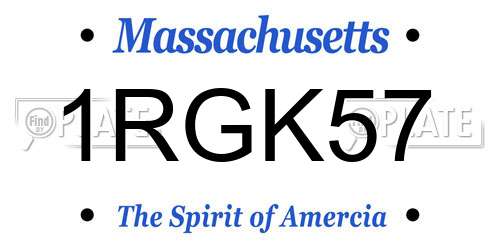 1RGK57 Massachusetts License Plate