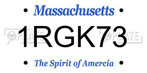 1RGK73 Massachusetts License Plate