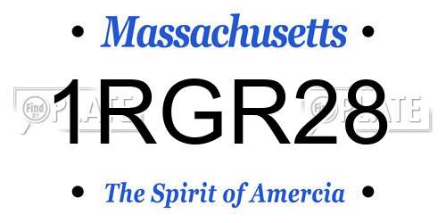 1RGR28 Massachusetts License Plate