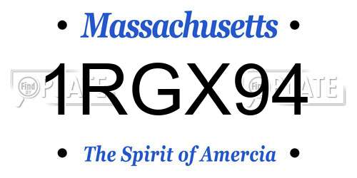 1RGX94 Massachusetts License Plate