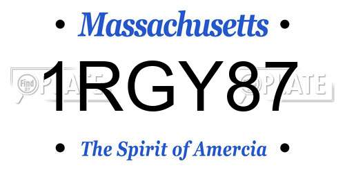 1RGY87 Massachusetts License Plate
