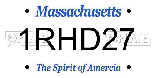 1RHD27 Massachusetts License Plate