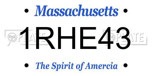 1RHE43 Massachusetts License Plate